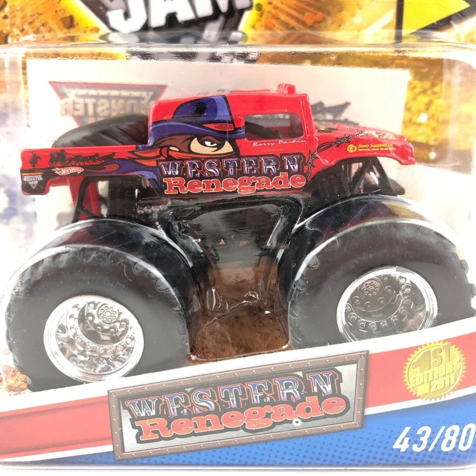 Hot Wheels Monster Jam Truck WESTERN RENEGADE Hummer 4x4 rojo diecast 1/64 tatuaje Foto 3 de 4