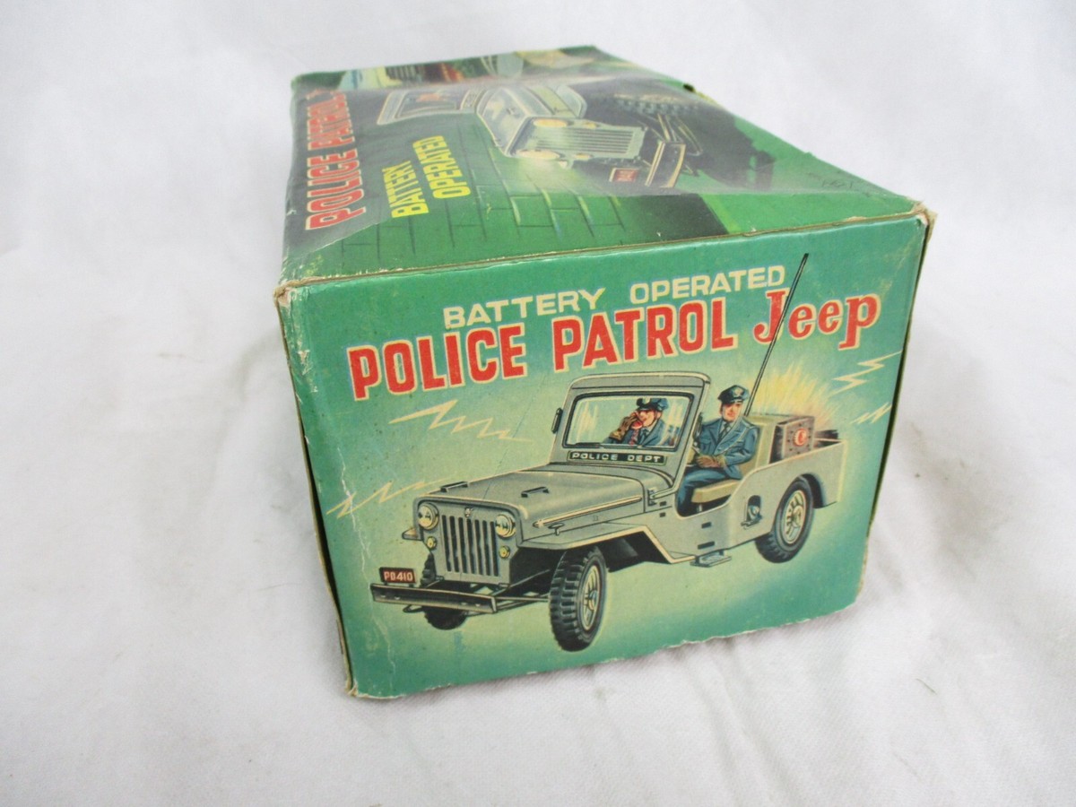 NOMURA TOY Police Patrol Jeep Tin Toy Battery-Powered Car