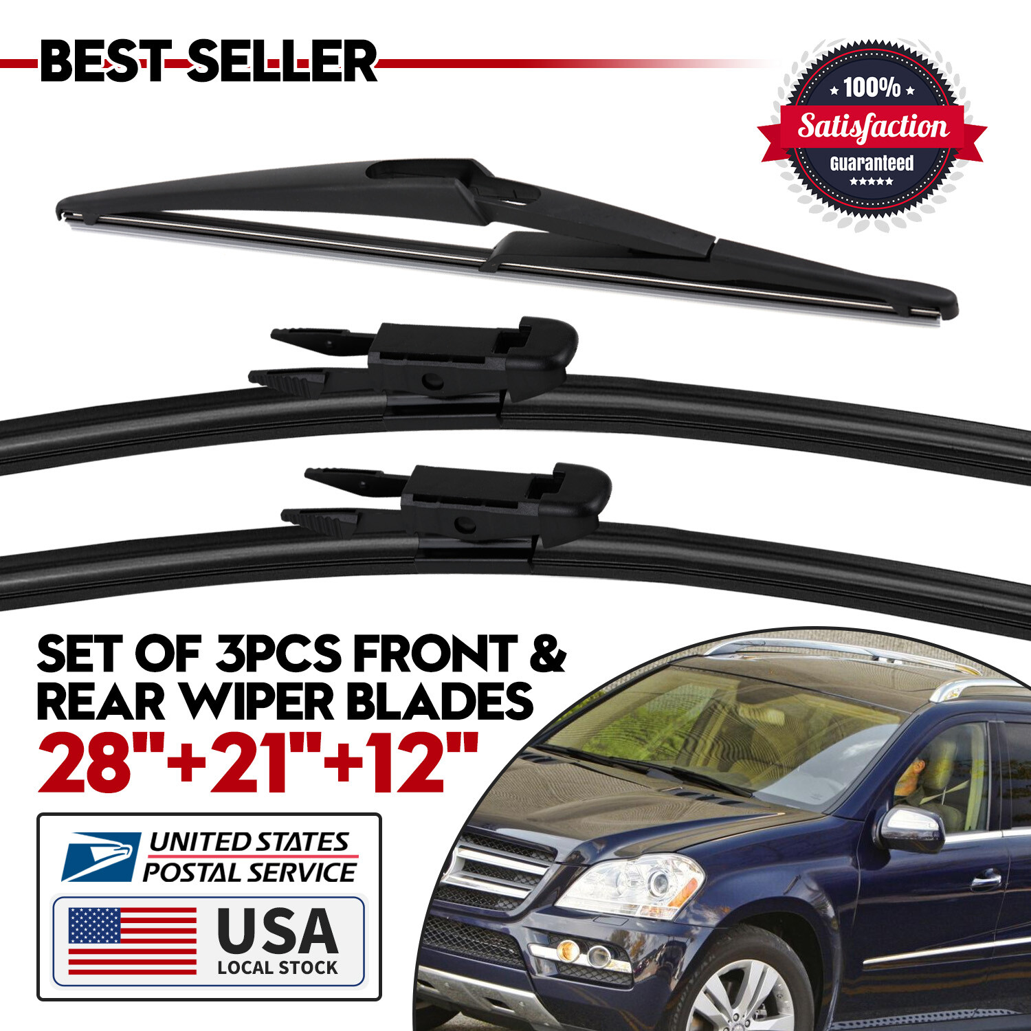 Front + Rear OEM Wiper Blades Set fits MercedesBenz ML350 20062011