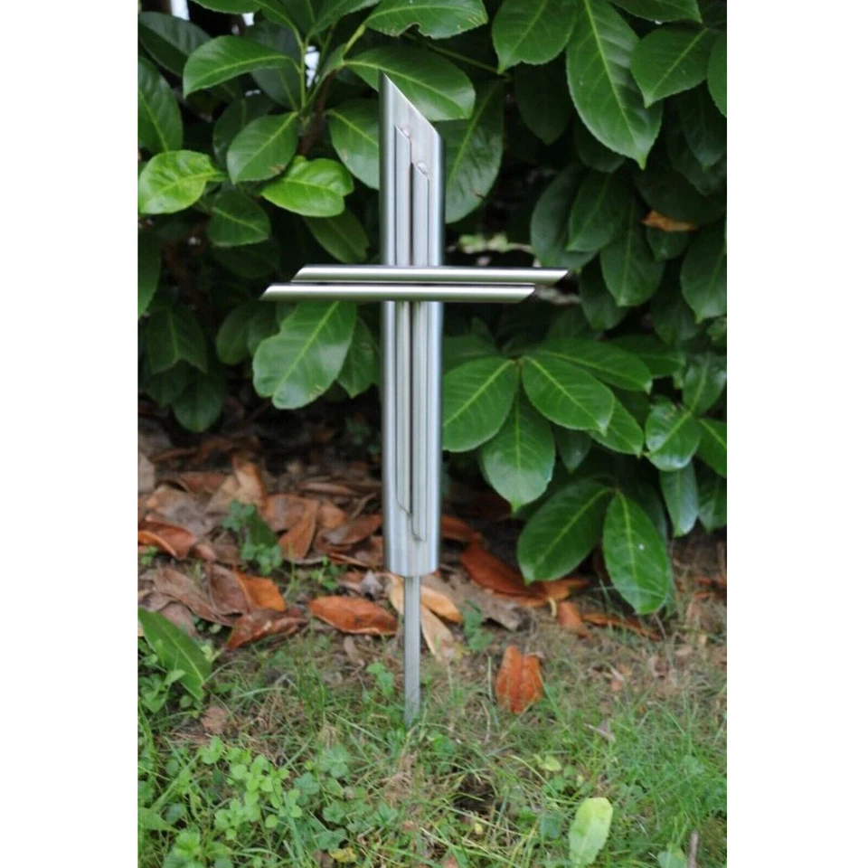 Grabvase Edelstahl mit Kreuz Vase Friedhofsvase Beerdigung Trauer GVK-55 - Bild 4 von 4