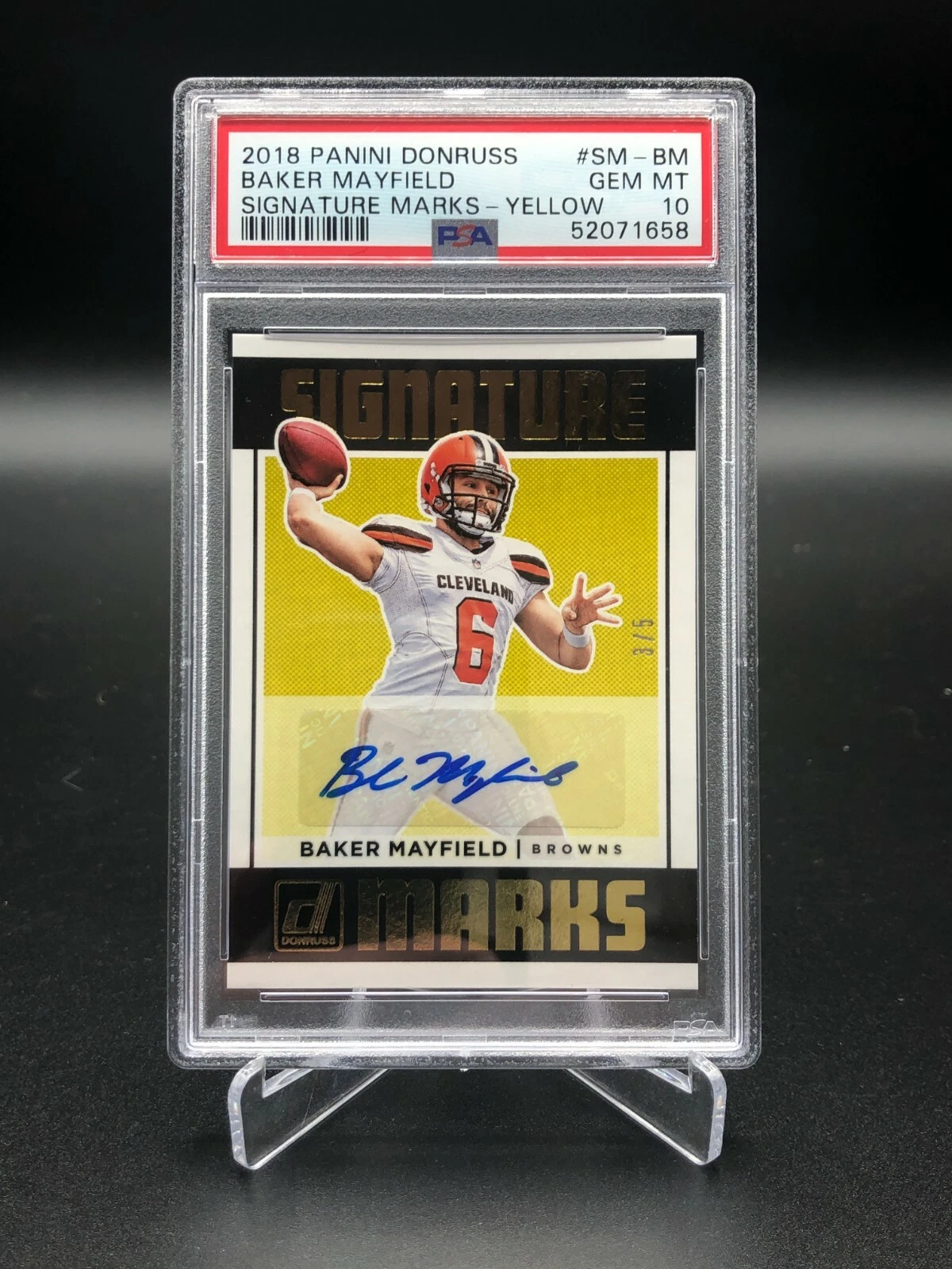 Baker Mayfield Panini Donruss Signature Marks #SMBM Yellow