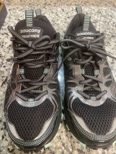 Saucony Xodus 3.0 Anywhere Womens Sz 10 Black Teal Vibram Trail Running Shoes - Picture 1 of 6