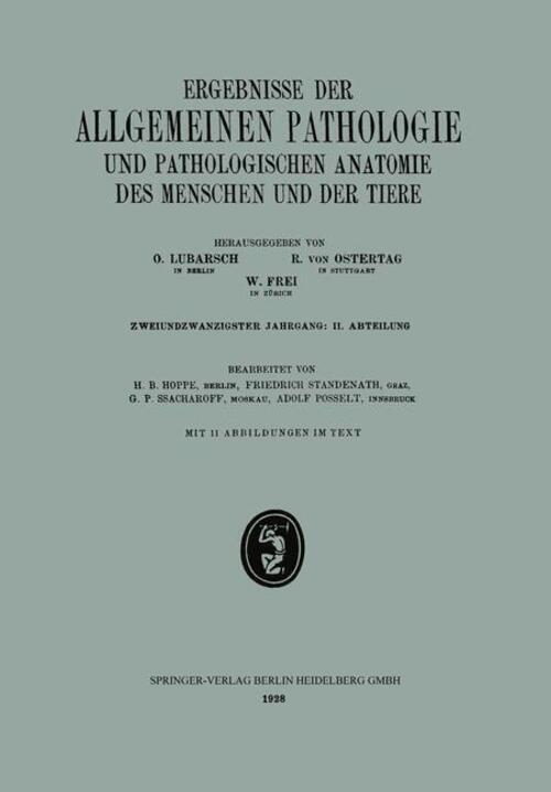 Thumbnail - H. B. Hoppe (u. A.) | Ergebnisse Der Allgemeinen Pathologie Und...