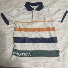Nautica Boys' White Short Sleeve Perfomance Polo Pullover Shirt Size S 8