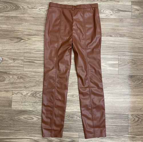 Jason Wu Light Brown Faux Leather Split Ankle Seam Pants sz M Classic Trendy - Picture 8 of 10