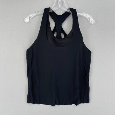 Athleta 2 In 1 Ultimate Support Tank Top Womens Small Black Scoop Neck Racerback