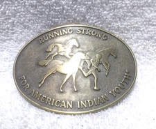 Running Strong For American Indian Youth Gold Belt Buckle Great Vintage