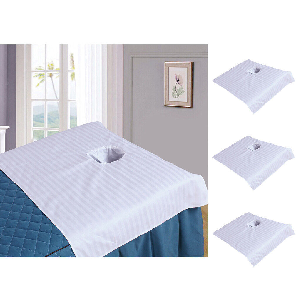3x Spa Massageliege aus Baumwolle, Bettlaken, Gesichtsloch, Handtuch, 50 x 80 cm