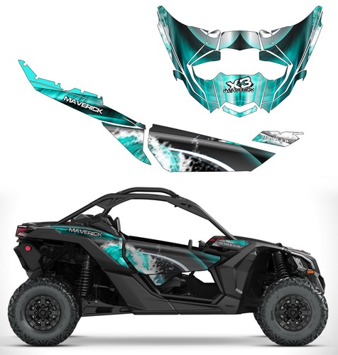 Decal Graphic Kit Wraps VINYL 4x4 Off Road Can Am Maverick X3 Blue Water - Picture 9 of 15