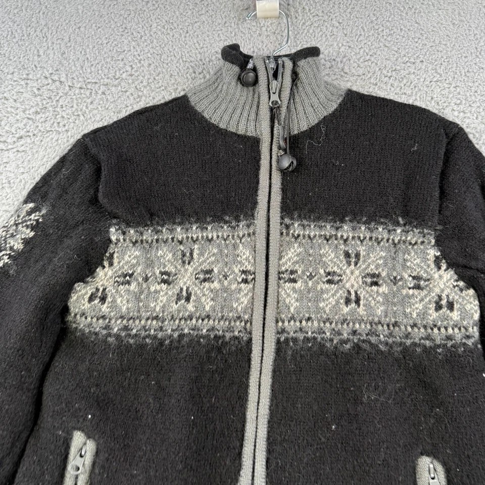 Suéter de Lana Icewear Para Mujer Grande Negro Nórdico Cremallera Fair Isle Chaqueta Forrada Esquí Foto 3 de 4