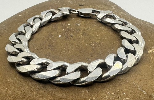925 Sterlingsilber KUBANISCHES LINK Armband 7 Zoll ITALIEN 47,8 gr #5 - Bild 7 von 9
