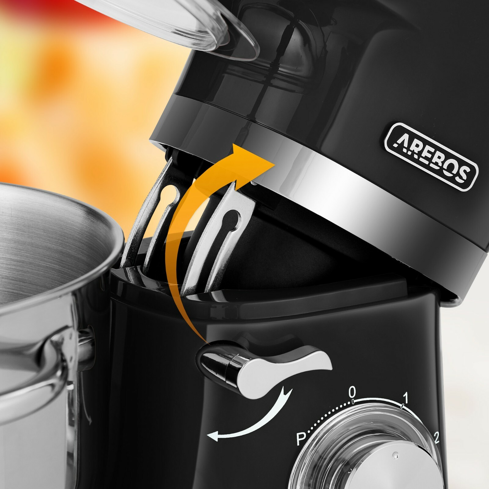 AREBOS Robot Da Cucina 1500W con 2 x Ciotole in Acciaio Inossidabile i 6 Gradini foto 6