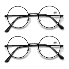 2PK Metal Frame Reading Glasses Blue Light Blocking Spring Hing Readers for Men
