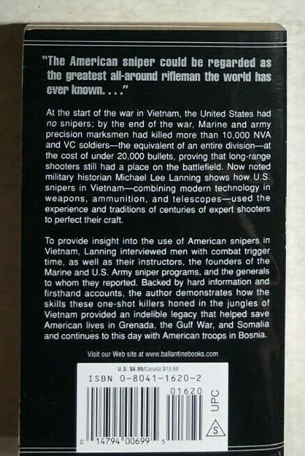 INSIDE THE CROSSHAIRS Vietnam Snipers by Michael Lee Lanning 1998 Ballantine pb - Image 2 of 3