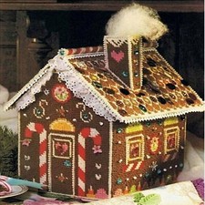 Gingerbread House Plastic Canvas  Vintage Pattern  Christmas Decoration