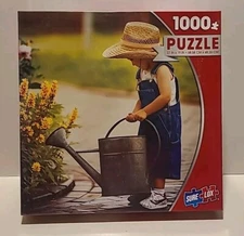 New Old East Main Co 1000 Piece Sure-Lox Watering Flowers Jigsaw Puzzle 27x19'
