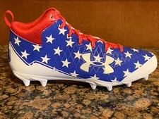 New! Mens US 11 UNDER ARMOUR UA SPOTLIGHT LE USA MID FOOTBALL CLEATS 3019941-404