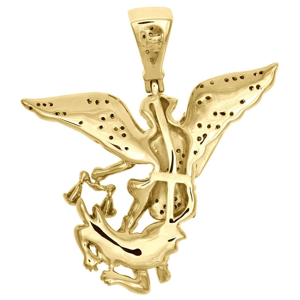 2Ct Round Cut Lab-Created Diamond Saint Michael Pendant 14K Yellow Gold Plated - Image 4 of 4