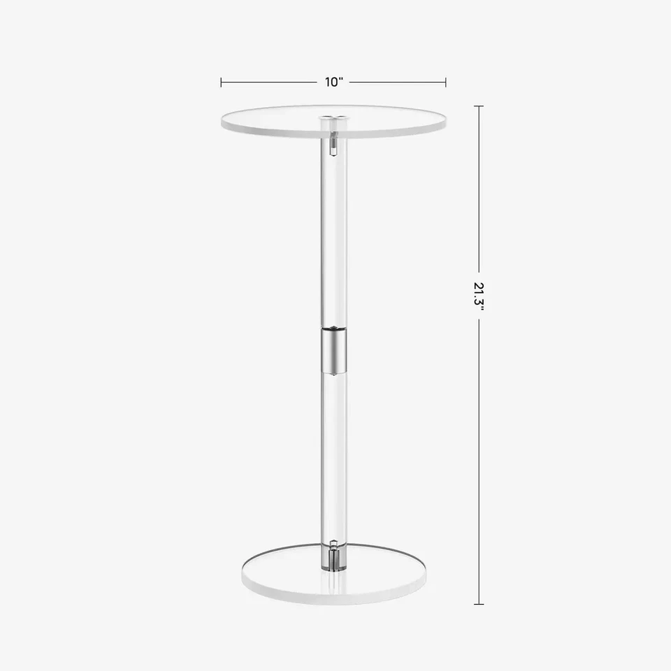 Mesa de Bebidas Acrílica para Espacios Pequeños, 10" L X 10" W X 21.3" H, Lado/Extremo de Bebida Ta Foto 2 de 4