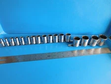 USED, SNAP ON 1/2 in. dr. SHORT 12 pt. SOCKETS (3/8 IN. THRU 1-1/4 IN.)  17 PC'S