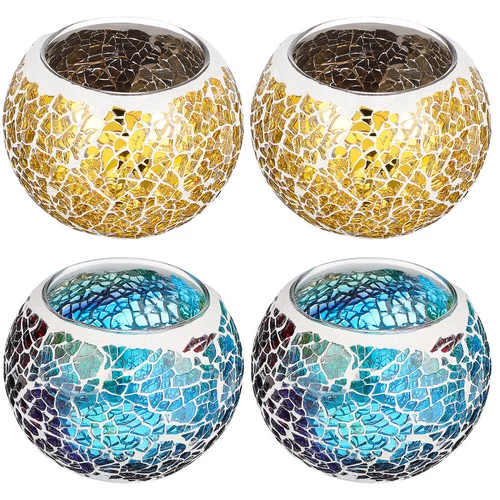  4 Pcs Kerzen Mosaik Leuchter Geschenkideen Kerzenhalter Farbige