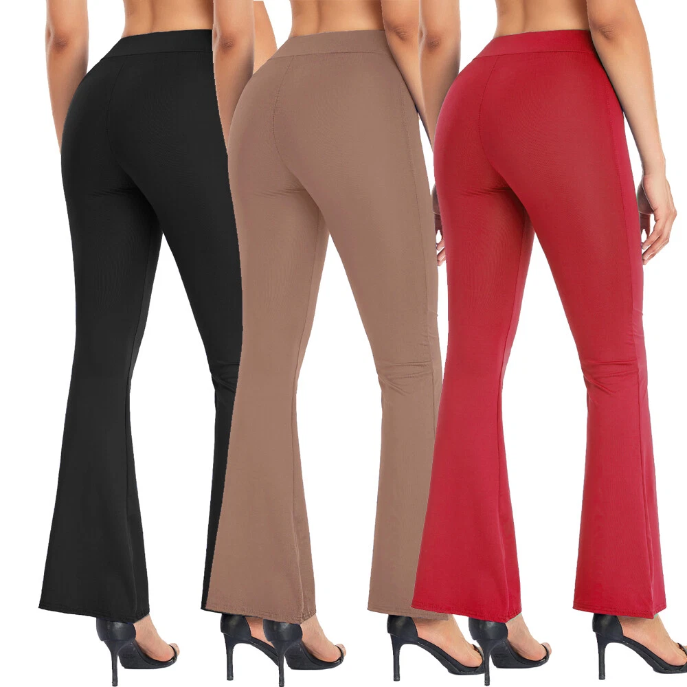  Featur Flare Leggings for Women Seamless Stretch High Waist  Athletic Yoga Pants Comfy Soft Bell Bottoms Workout Leggings Black :  Clothing, Shoes & Jewelry