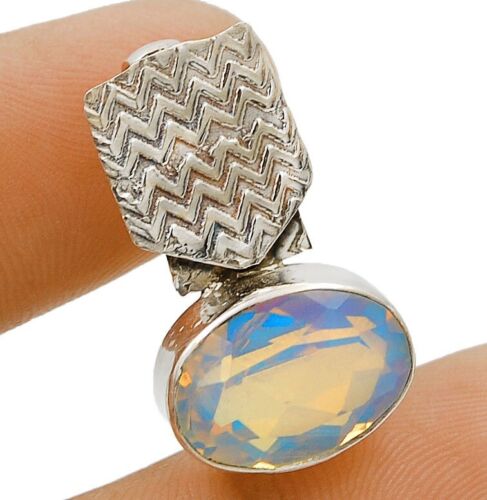 3CT Natural Fire Opalite 925 Sterling Silver Pendant Jewelry 1" Long @13-8