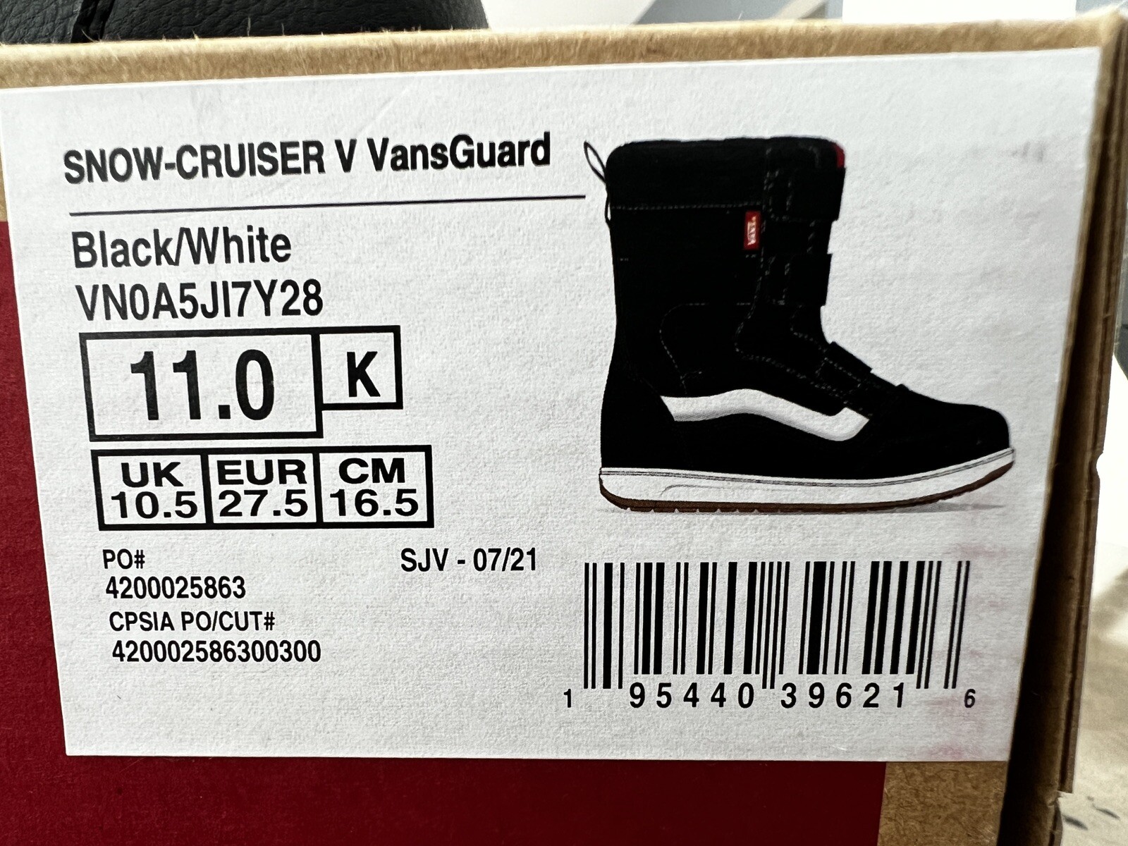 Vans Snow Cruiser V Kids Snowboard Boots Black-White