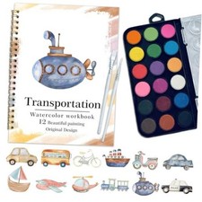 Watercolor Workbook, Water Coloring Book, 12 Different Patterns of transport