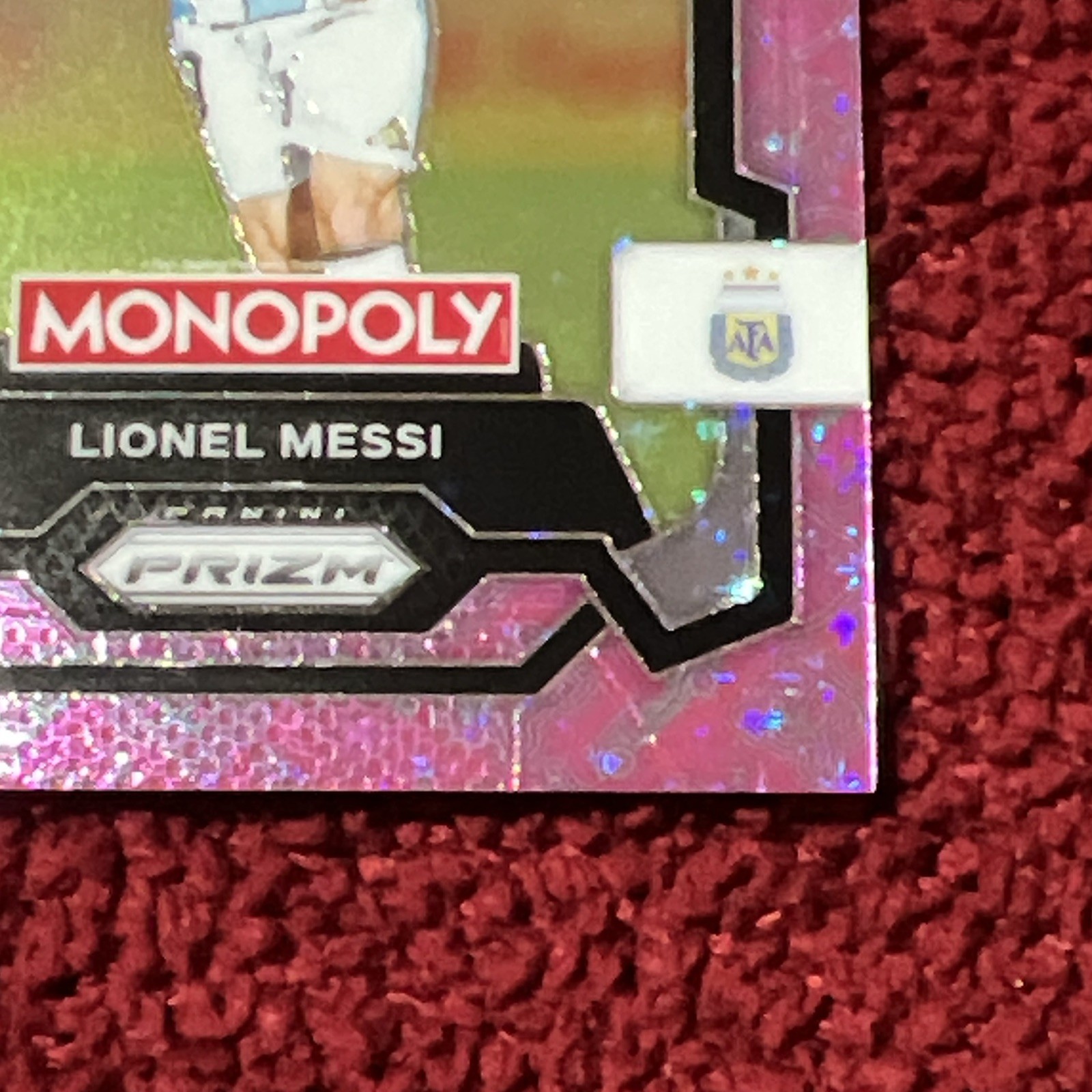 Panini Monopoly PINK ICONS Prizm FIFA WC 2022 Lionel Messi Argentina Pink #1 view 7
