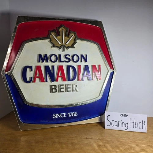 Vintage Molson Canadian Beer Bar Plastic Sign 13" X 14"