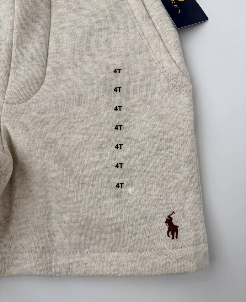 Shorts Polo Ralph Lauren Masculino Cinza Urze Lã Forrado Cordão Tamanho 4T Novo com etiquetas  - Imagem 2 de 4