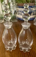 Vtg Imperial Glass Candlewick Oil And Vinegar Cruets, 6 1/4”