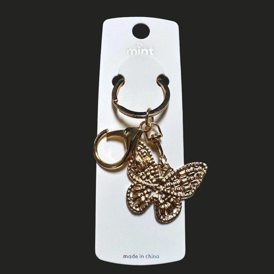 Llavero mariposa diamantes de imitación transparentes - Cierre de langosta, llavero - Nuevo Foto 3 de 3