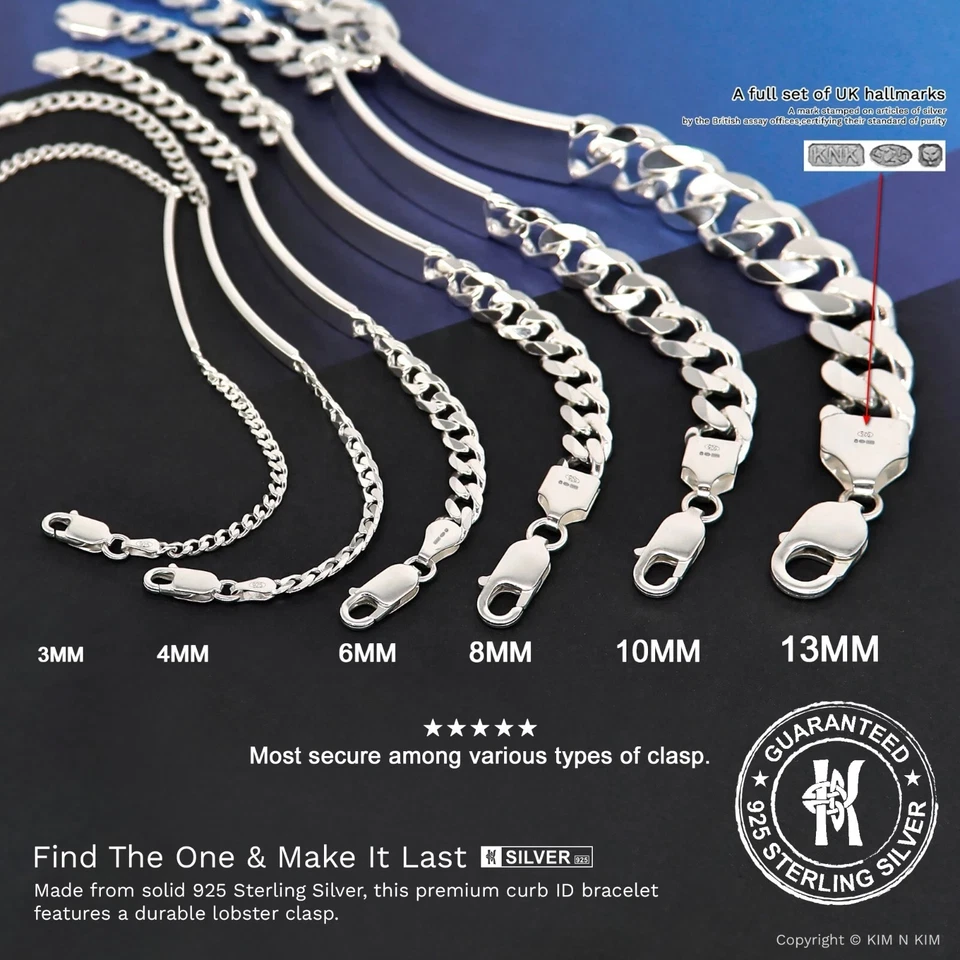 Quality Sterling Silver ID Bracelet, Personalised Gift for Men, Women, Kids - Image 4 of 4