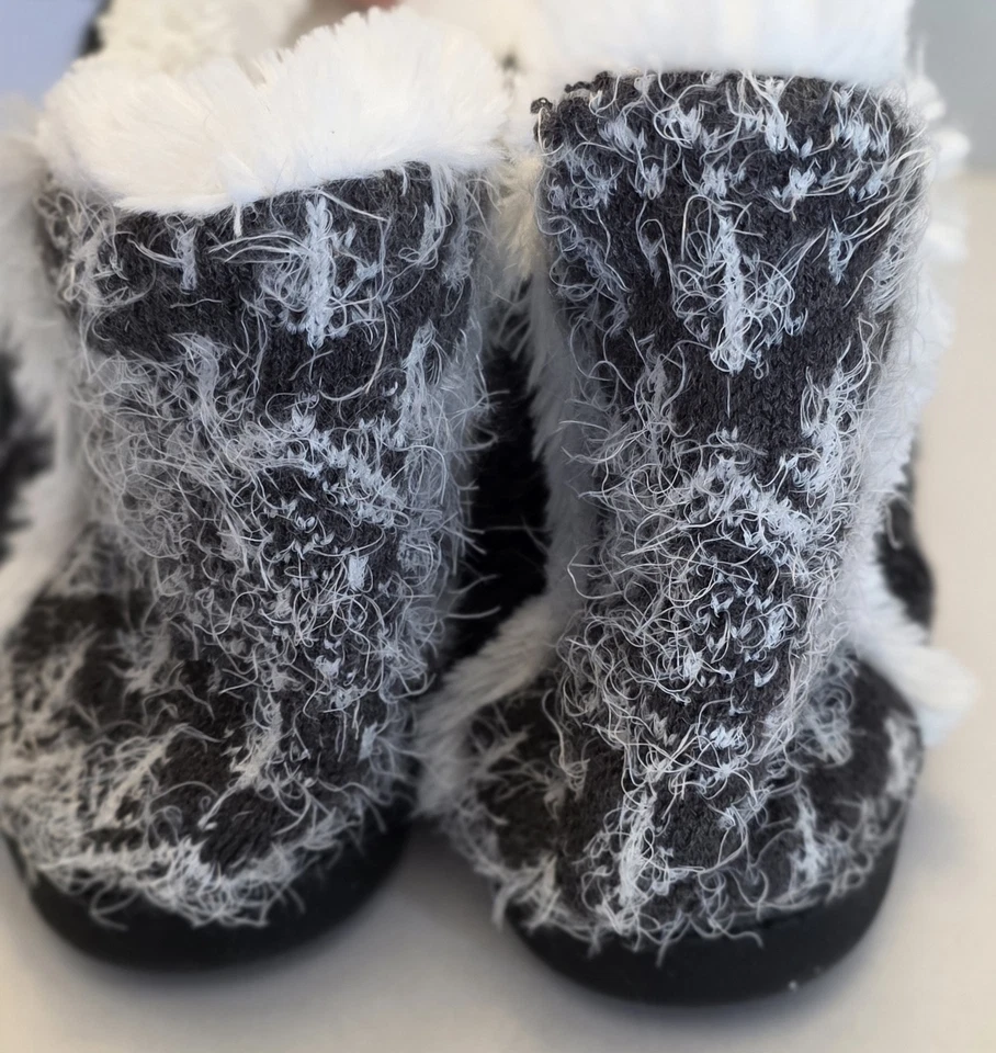 MUK Luks Ankle Slippers Faux Fur Lined Size XL 11-12 Women's  Black And Gray  - Image 3 of 4