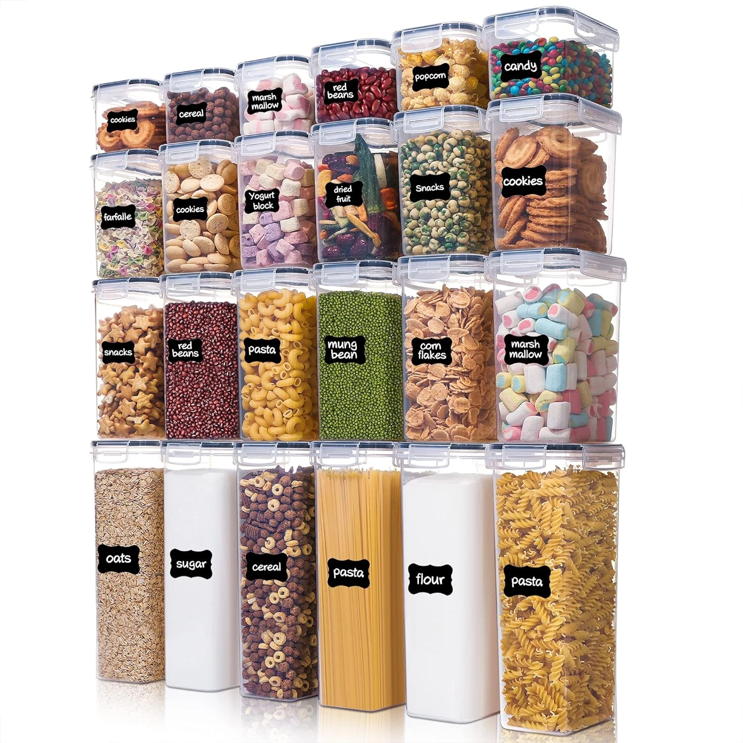 Airtight Food Storage Containers with Lids, 24 Pcs Plastic Kitchen and Pantry O
