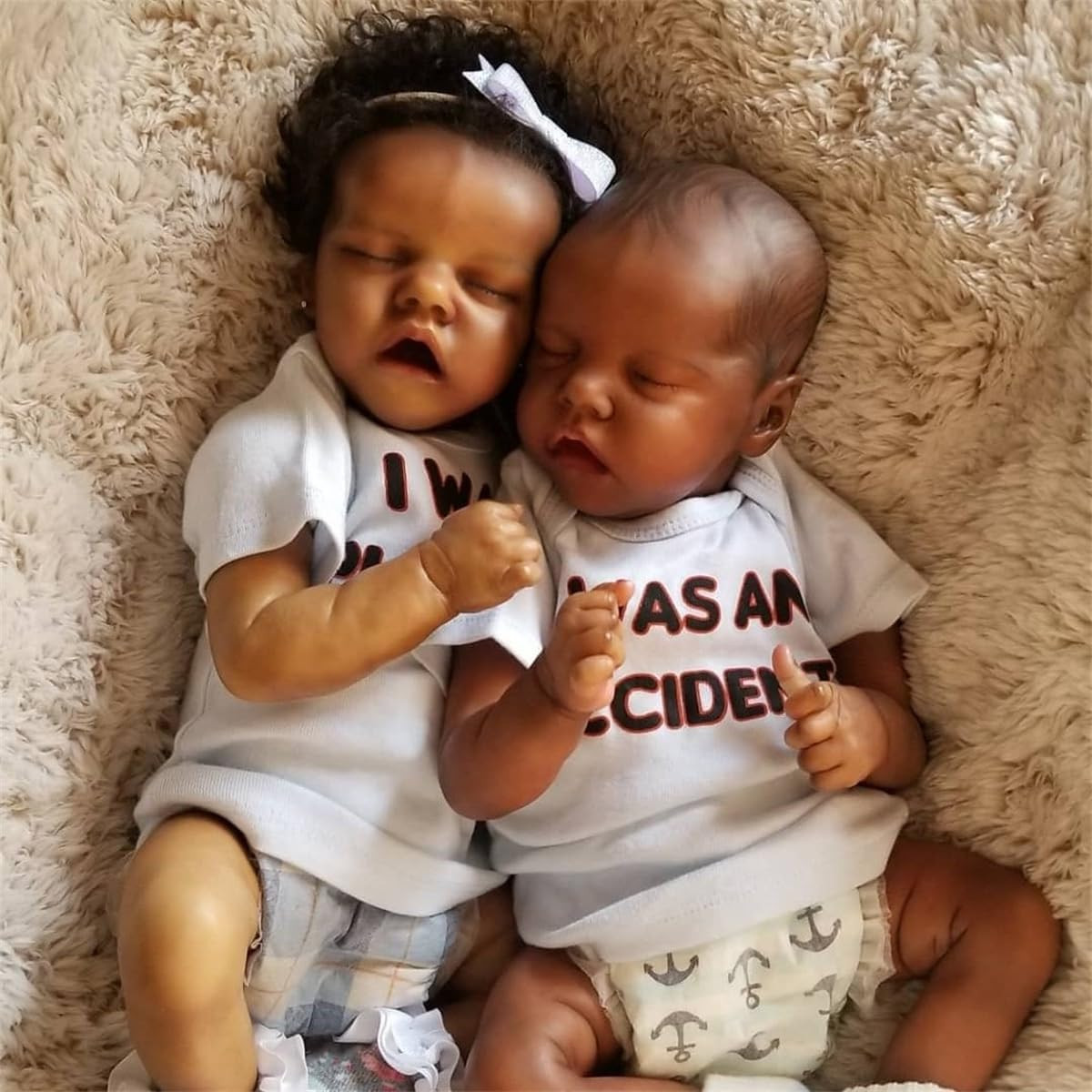 Twins Black - 18 Inch Newborn Baby Dolls Twins Boy And Girl 