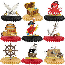 9 PCS Pirate Party Decorations Set - Pirate Birthday Party Honeycomb Centerpiece