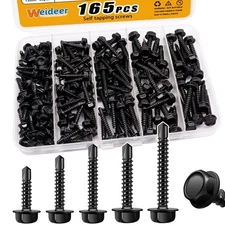 165Pcs #8#10 Self Tapping Screws, Sheet Metal Screws, 410 Stainless Steel Black