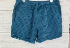Girls Size 10/12 Cat  Jack Teal Blue Cotton Eyelet Summer Shorts Beach