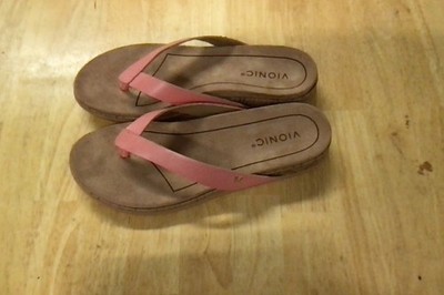 Vionic Shoes Womens Size 8.5 Daniela Coral Leather Strap Cork Sandals NIB PC12