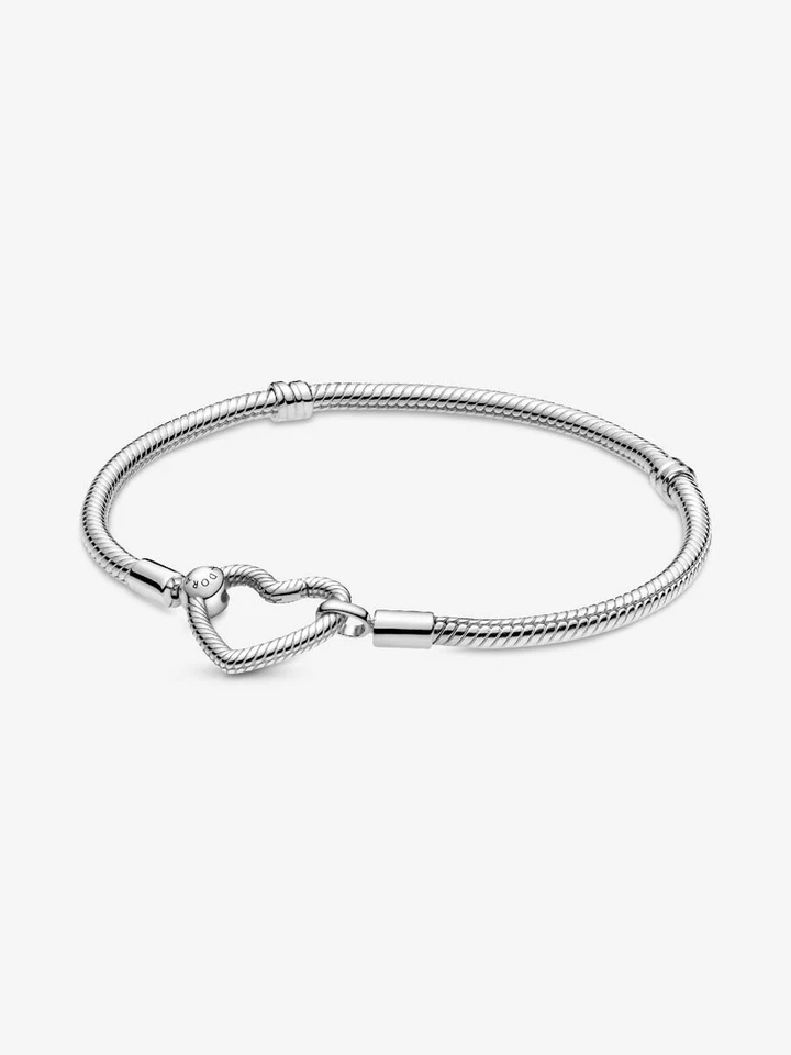Pandora Moments Herzverschluss Schlangen-Gliederarmband Sterling-Silber