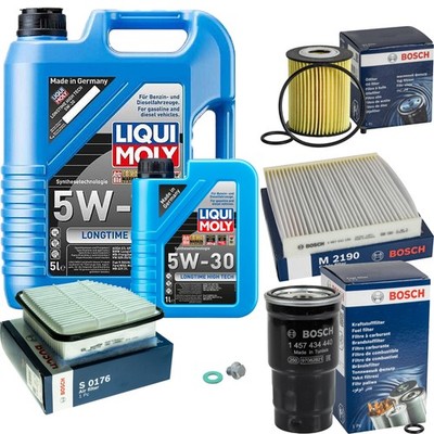 BOSCH Inspektionspaket 6L Liqui Moly Longtime High Tech 5W-30 für Toyota RAV 4