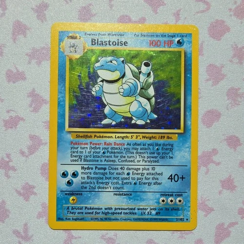 Pokémon TCG Blastoise Base Set Holo Rare 2/102 1999 100HP Wizards of the Coast