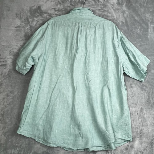 Brooks Brothers Hemden 1818 Herren 100% Leinen Regent Knopf türkis blau kurzarm - Bild 9 von 11