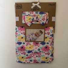 NEW 0-3M Swaddle Blanket and Headband Set Floral Baby Gift  Baby Essentials