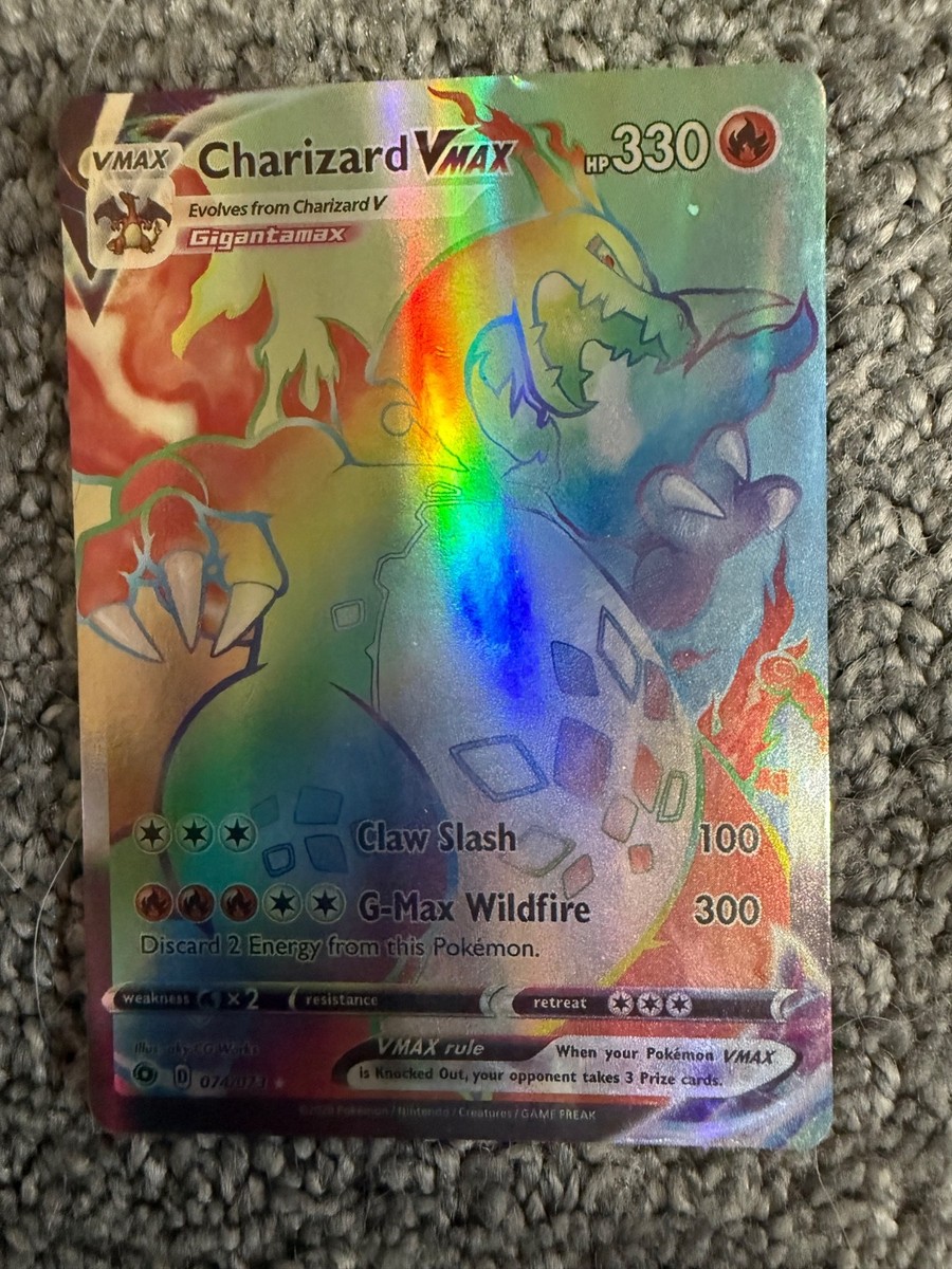 pokemon card. Charizard VMAX #74. Rainbow color. Brand new condition.2020
