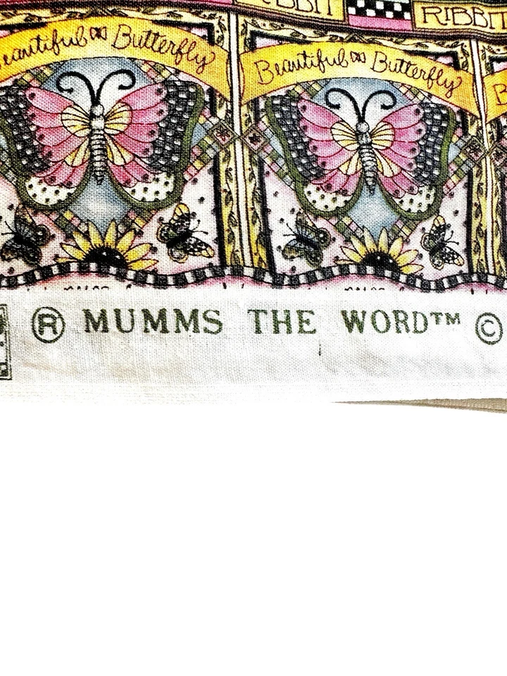 Debbie Mumm Ranas Borde Rayas Tela Mariposas Corazones Rosa Algodón Años 90 3 Yardas Foto 3 de 4