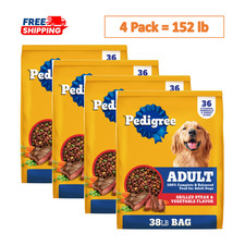 4 Pack,Pedigree Complete Nutrition Adult Dry Food- Steak & Vegetables, 38 lb Bag 0.50 per pound